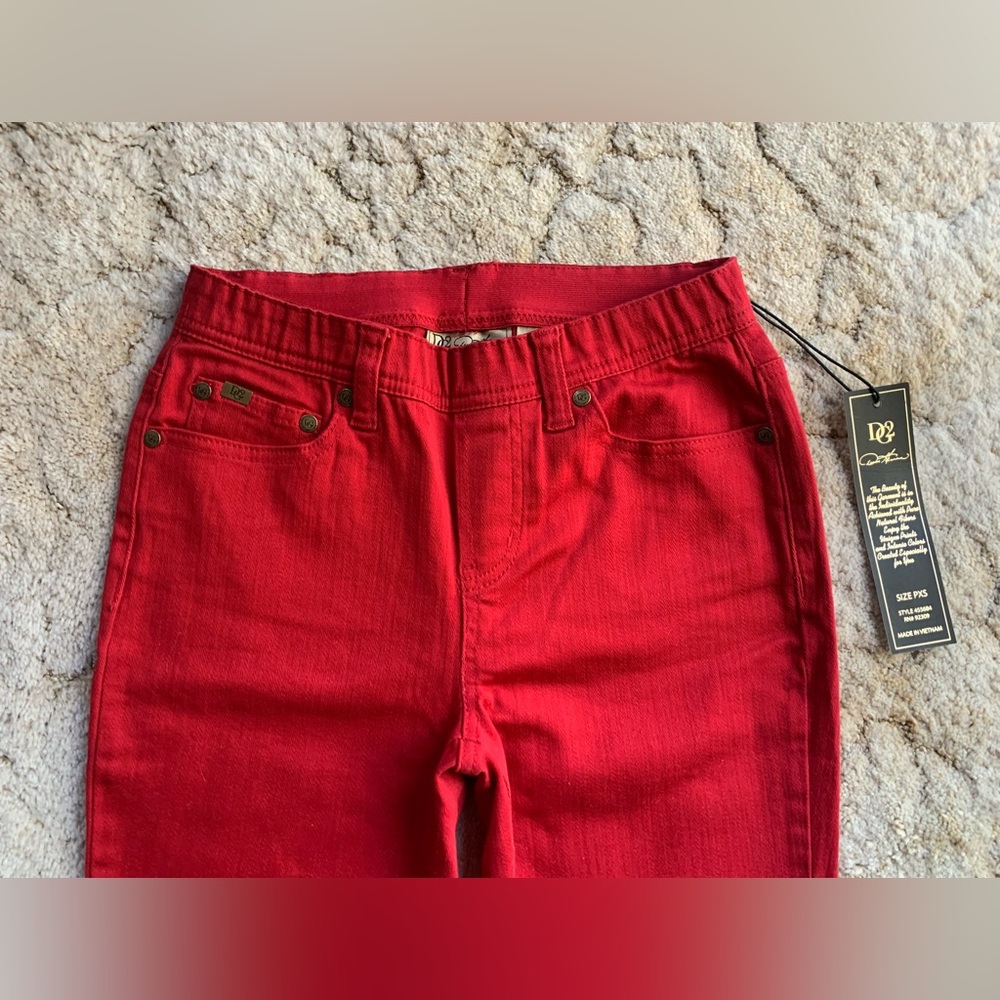 NWT DG2 by DIANE GILMAN PULL-ON RED STRETCH WAIST SKINNY JEANS IN SIZE PXS/2P - Picture 6 of 15
